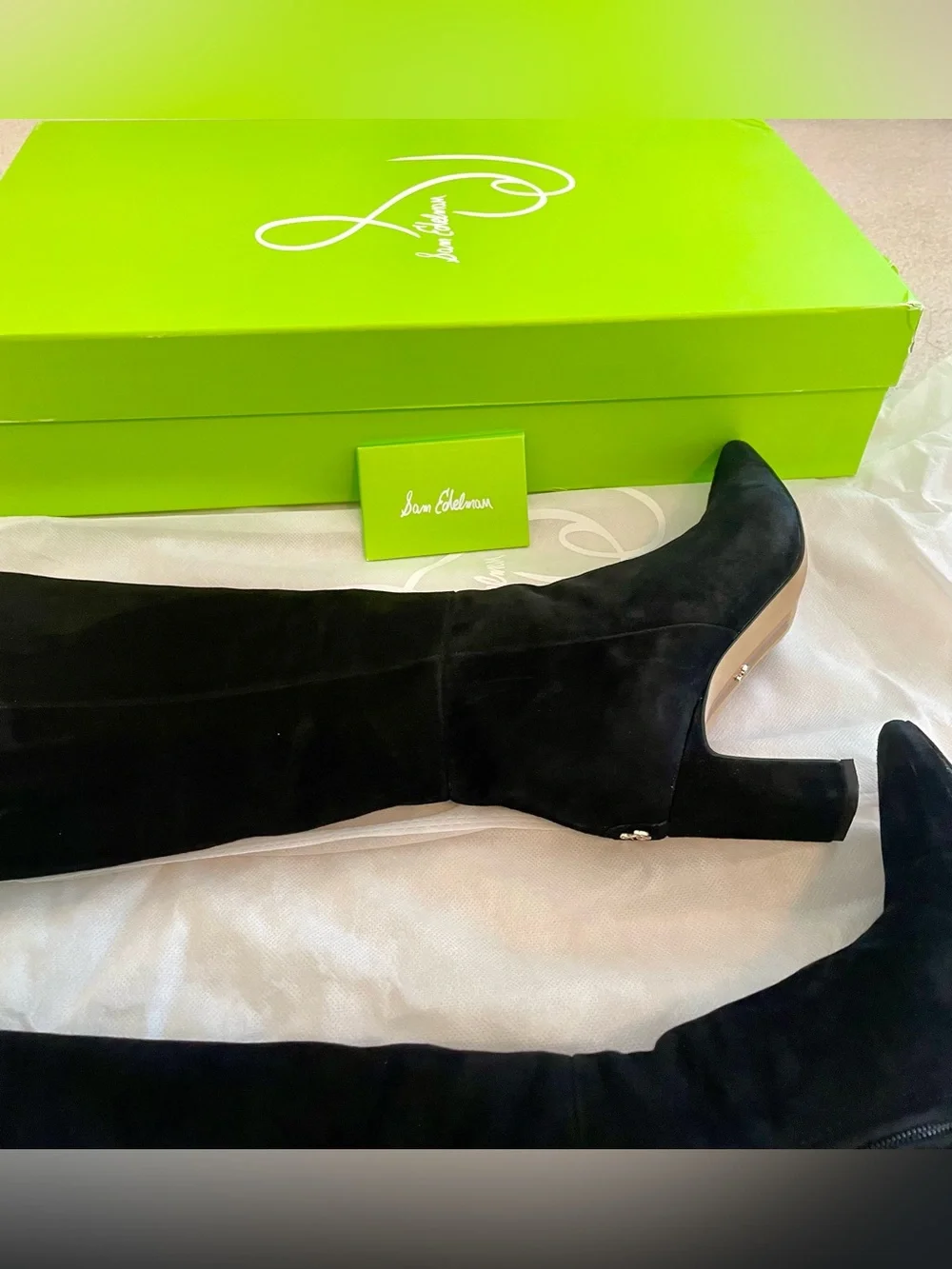 Sam Edelman Sylvia Black Suede Boots Size 7